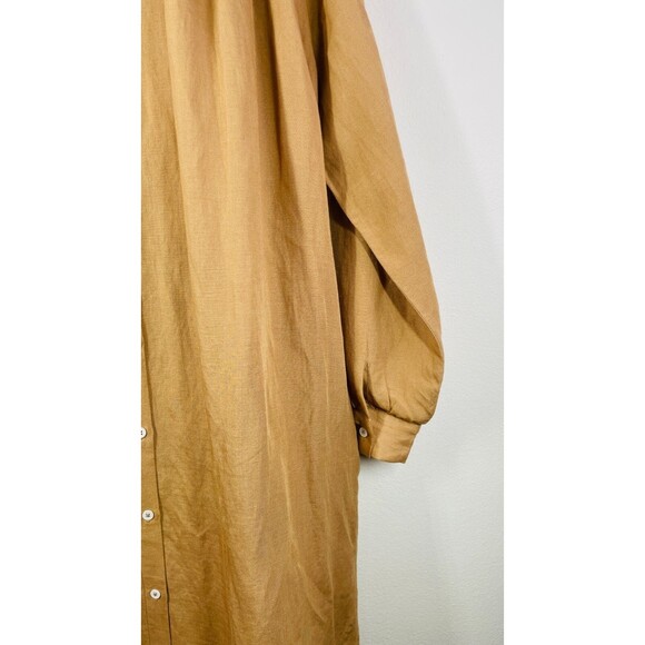 Mille Resort & Travel Jasmine Dress Small Almond Linen Flowy Beige Dress Pockets - Picture 10 of 16